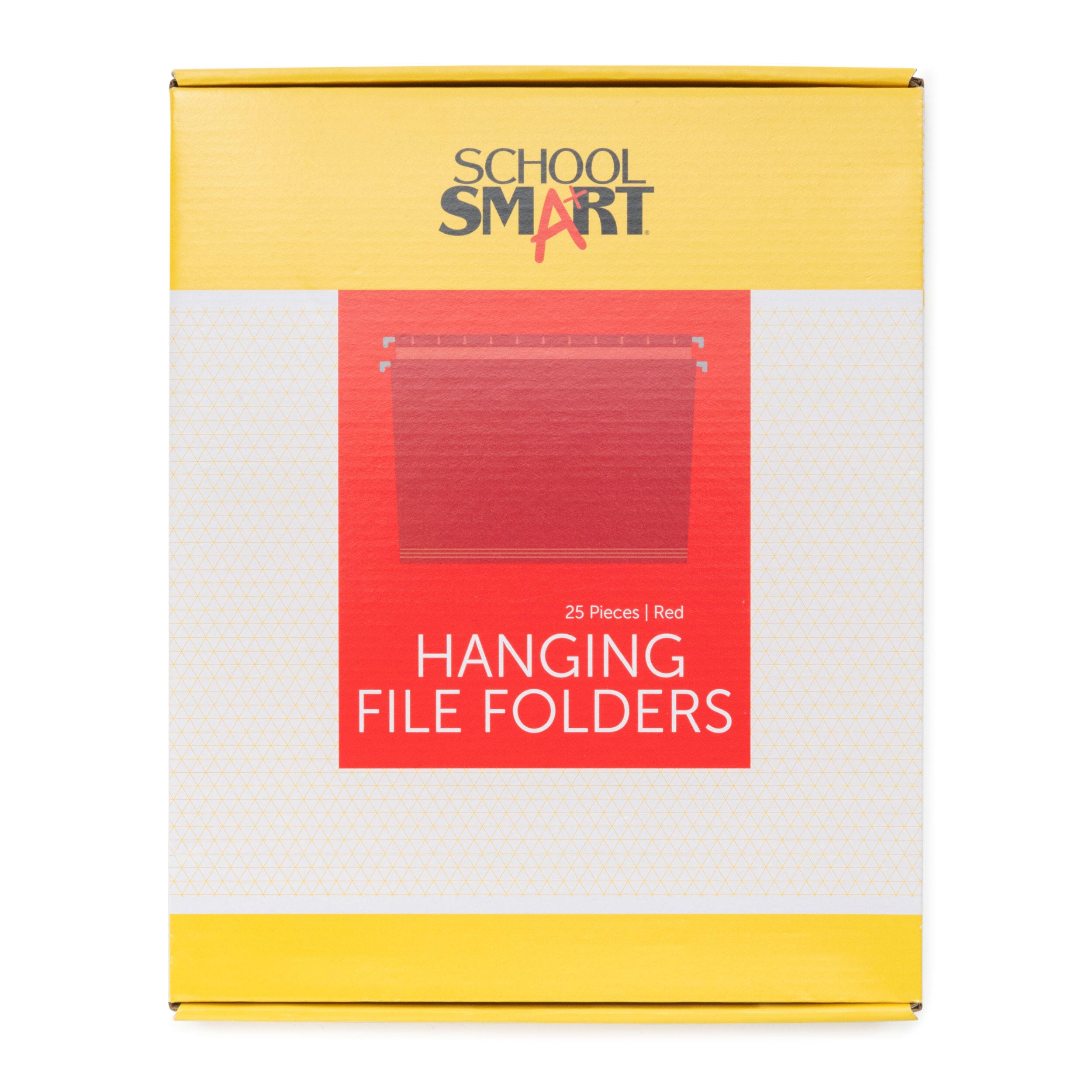 School Smart Hanging File Folders, Letter Size, 1/5 Cut Tabs, Red, Pack of 25 085111